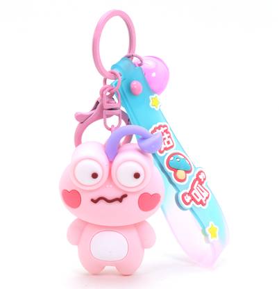 Daiyamondo Brings High Quality Eye Pop Out 3D Soft Rubber key Chain Of Frog With Long Ribon Key Chain