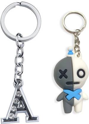Newview BTS VAN Characters 3D Rubber with Alphabet A Keychain and Key ring Key Chain
