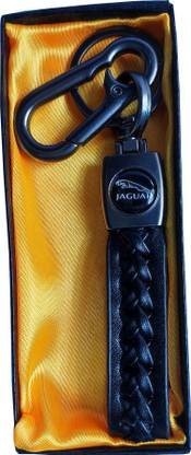 VINAL Stylish Leather Stripe JAGUAR Keychain with Auto Keyring Key Accessories & Metal Hook Locking for finished look, Key Chain For JAGUAR Car Key Chain