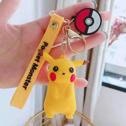 kawaii kart Pokemon keychain - Pikachu | Premium 3D Rubber Figure Keyrings Key Chain