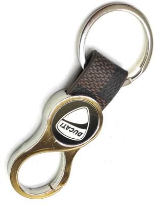 Jdp Novelty Round Shape Leather Metal Keychain for Ducati Bikes Key Chain