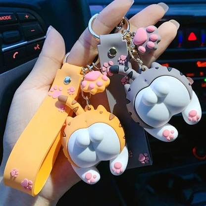 GKM Cat Cartoon Cute Butt combo set keychain with strap & hook for men/woman Key Chain