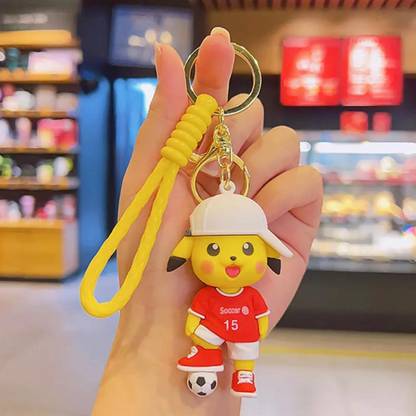 WHITE POPCORN Pokemon Pikachu Football Keychain | Strap Charm & Hook | Key Chain