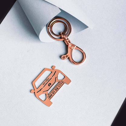 Ampkrafts Personalized Car Tata Harrier Custom Number Plate Message(Rose Gold) Key Chain