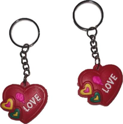 New Dimension Store New Heart-shaped Plastic Keychain Featuring 'LOVE' In Bold White Letters Key Chain