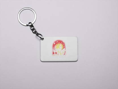 DOGAR ESSENTIALS Halloween Scary Illustration -Hunted House-Printed acrylic Keychain(Pack Of 2) Key Chain