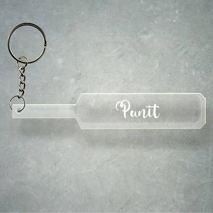 SY Gifts Cricket Bat Logo Design With Punit Name Key Chain