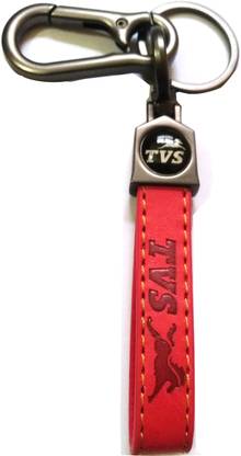TVS Multifunctional Car and Home Keychain Red Genuine Leather Key Rings Men Women Key Chain