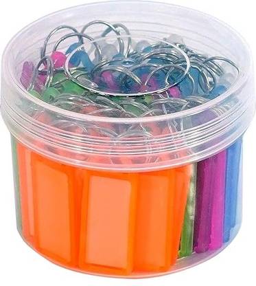 Raptend Multicolor Keyring & Keychain with Name Tag Labels Plastic Two Side Id Label Key Chain