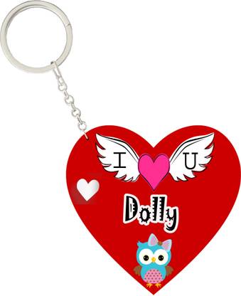 MorFex Dolly Name Beautiful Heart Shape Arclic Keychain Best Gifts for Your Special Key Chain