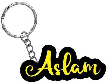 SY Gifts Aslam Name Black Yellow Name Keychain Key Chain
