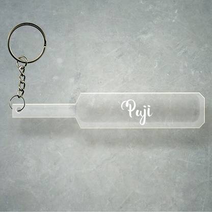 SY Gifts Cricket Bat Logo Design With Puji Name Key Chain