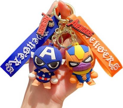 Lenity New Trending Marvel Avenger 3D Cartoon Character Cute Keychain with Loop ,Hook Key Chain