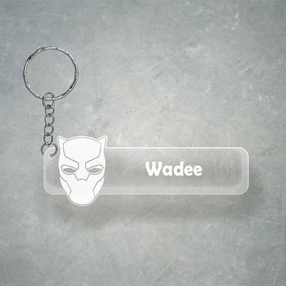 SY Gifts D2 Black Panther Keychain With Wadee Name Key Chain