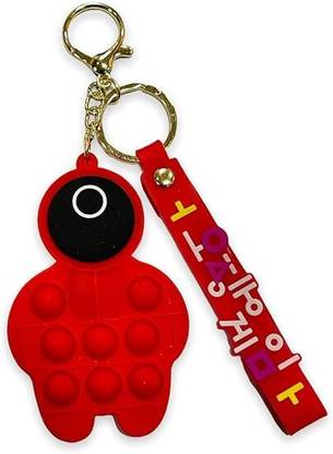 Augen Cute Squid 3B Pop It Coin Purse Pouch Key Ring Anti-Rust (Pack of 1) Silicone Key Chain
