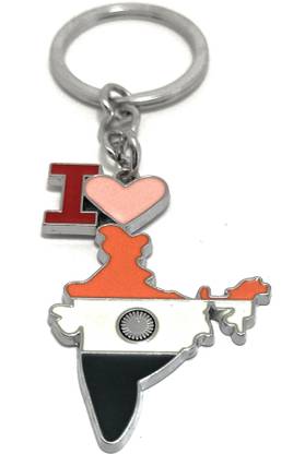 Key Era India Map I Love India Key Chain