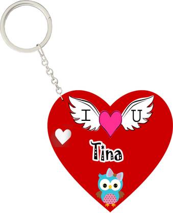 MorFex Tina Name Beautiful Heart Shape Arclic Keychain Best Gifts for Your Special Key Chain