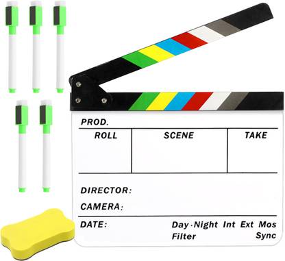 HASTHIP Clap Board with Markers and Erasers for Movie Directors