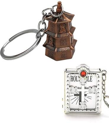 Meeko.com Guardian Bell Keychain with silver bible keyring For Men & Women Key Chain