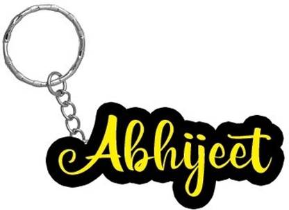 SY Gifts Abhijeet Name Black Yellow Name Keychain Key Chain