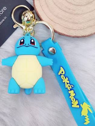 HappierYou Pokemon Squirtle 3D Silicon Keychain with Bag Charm and Strap Key Chain