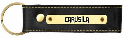 SY Gifts Carusila Name Black Leather Keychain Key Chain