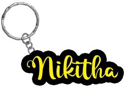 SY Gifts Nikitha Name Black Yellow Name Keychain Key Chain