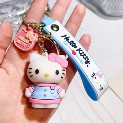 Mubco Cute Hello Kitty 3D Keychain | Strap Charm & Hook | Kawaii Cartoon Model Toys Key Chain
