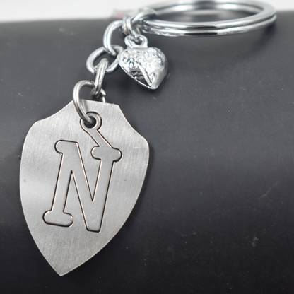 AFH Alphabet Initial Letter N Feng Shui Love Heart symbol Charm Keychain for Luck Key Chain