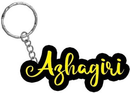 SY Gifts Azhagiri Name Black Yellow Name Keychain Key Chain