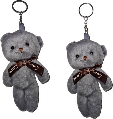 FRONTEX Adorable Teddy Bear keychains Made of Soft Cloth | Light Black Color| Pack of 2 Key Chain