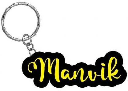 SY Gifts Manvik Name Black Yellow Name Keychain Key Chain