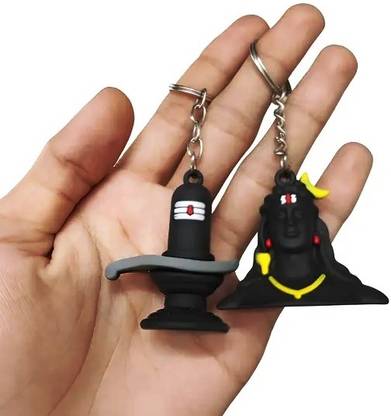 SAPTARISHI Lord Shiva & Adiyogi Mahadev Black Rubber Keychain Key Chain