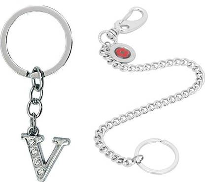 Newview Alphabet V Letter & Chain Challa Locking Key Chain Key ring Key Chain