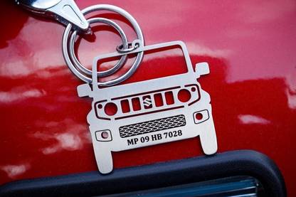 kraftnix Jimny Customizable Engraved Stainless Steel Key Ring With Number Plate Key Chain