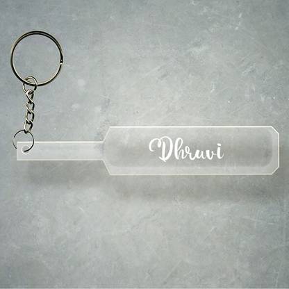 SY Gifts Cricket Bat Logo Design With Dhruvi Name Key Chain