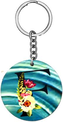 AFH Alphabet Flower F Intial New Gen Love Charm Green Gift Keychain for Men,Women Key Chain