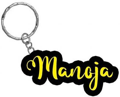 SY Gifts Manoja Name Black Yellow Name Keychain Key Chain