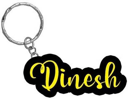 SY Gifts Dinesh Name Black Yellow Name Keychain Key Chain