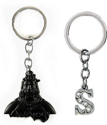 Newview S Alphabet Lord Shiva Adiyogi Mahadev Black Metal Keychain Key Chain
