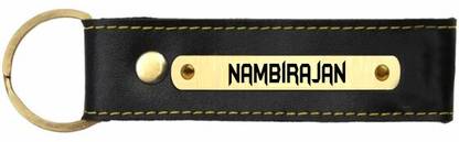 SY Gifts Nambirajan Name Black Leather Keychain Key Chain