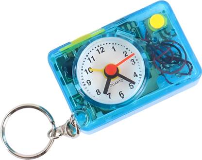MRTrends Mini Transparent Analog Clock Keychain with Alarm Buzzer and led light Key Chain