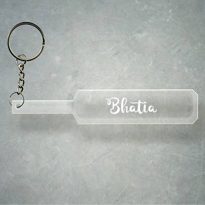 SY Gifts Cricket Bat Logo Design With Bhatia Name Key Chain
