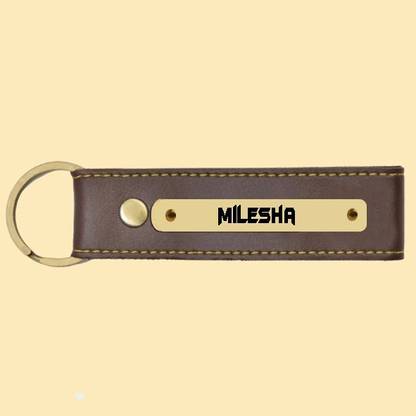 SY Gifts Milesha Name Brown Artificial Leather Keychain Key Chain
