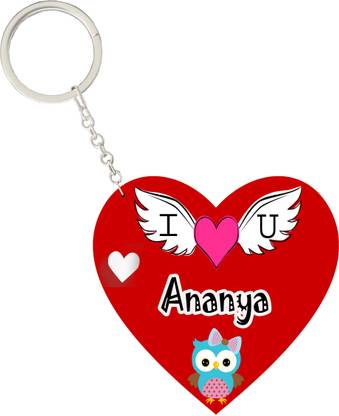 MorFex Ananya Name Beautiful Heart Shape Arclic Keychain Best Gifts for Your Special Key Chain