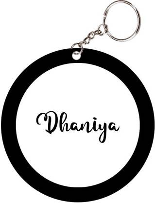 SY Gifts Dhaniya Name Black Keychain Key Chain