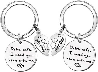 M Men Style 2pcs Drive Safe Keychain Set Couple Gift I need You Here With Me Keyring KeyS48 Key Chain