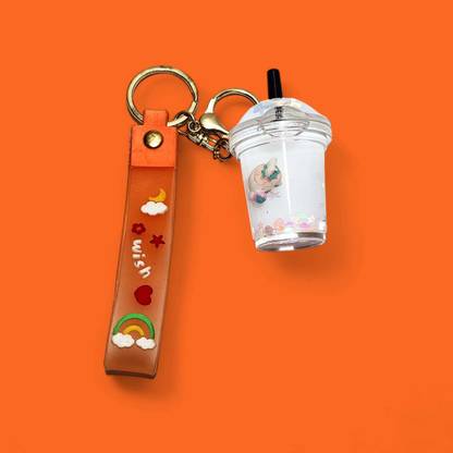 Keychain Cold coffee transparent cup key chain with straw Key Chain