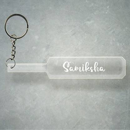 SY Gifts Cricket Bat Logo Design With Samiksha Name Key Chain