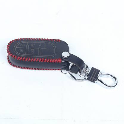 ELIBLISS Leather Key Case with Metal Hook for Car Smart Remote Key for Jeep Compass Key Chain